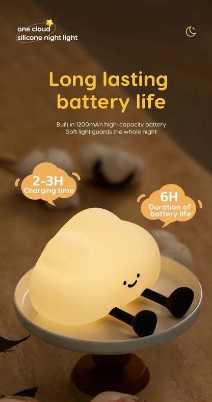 Cute Silicone Night Light Dimmable Nursery Sleeping Lamp Touch Control Nightlights USB Rechargeable Table Lamp For Baby Child