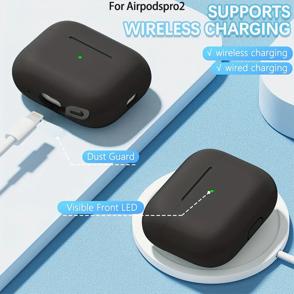 For AirPods Pro 2 Case Liquid Silicone Cover For AirPods Pro 2 2nd Pro2 2022 2023 Cases Sleeve With Cleaningr Pen Lanyard Funda