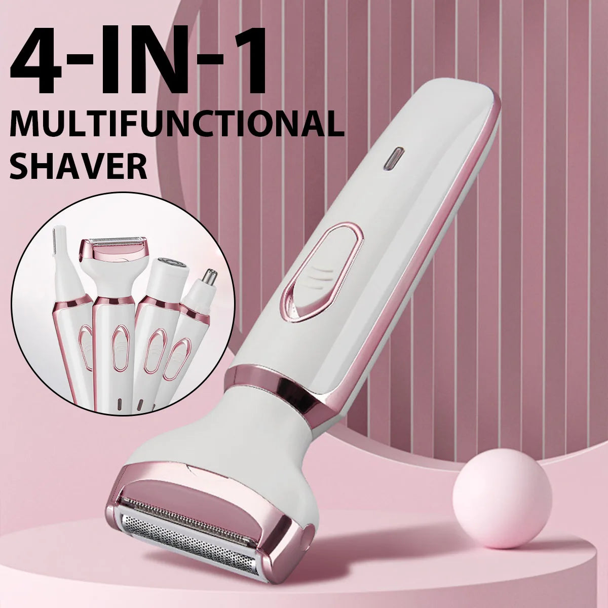 4in1 Electric Epilator Lady Shaver Body Arm Leg Hair Removal Device Painless Cordless Eyebrow Trimmer Women Razor USB Charging