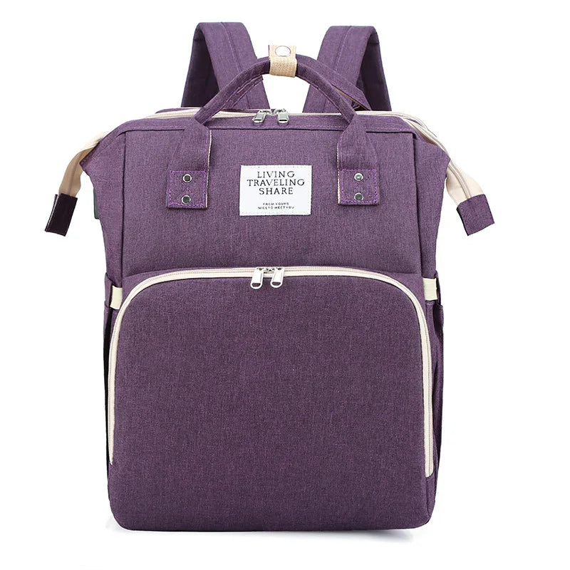 New Folding Mommy Bag Lightweight Portable Folding Crib Bed Large-capacity Baby Backpack Mommy Baby Diapers Bags Outting Bag