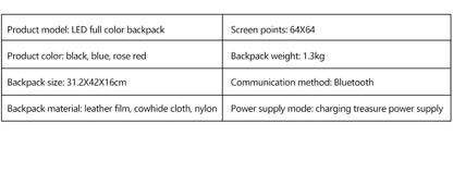 Fashion Custom APP Programmable Smart Led GIF Picture Advertising Backpack
