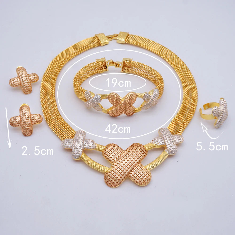 2023 Fine Jewelry Sets For Women Dubai Bridal Wedding Gifts Necklace Bracelet Earrings Ring Jewellery Set African Bead jewelry