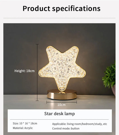 Moon Star Led Night Light Rechargeable Crystal Table Lamp Touch Switch Dimmable Ramadan Room Decor Ambient 3D Moon Lamp Eid Gift
