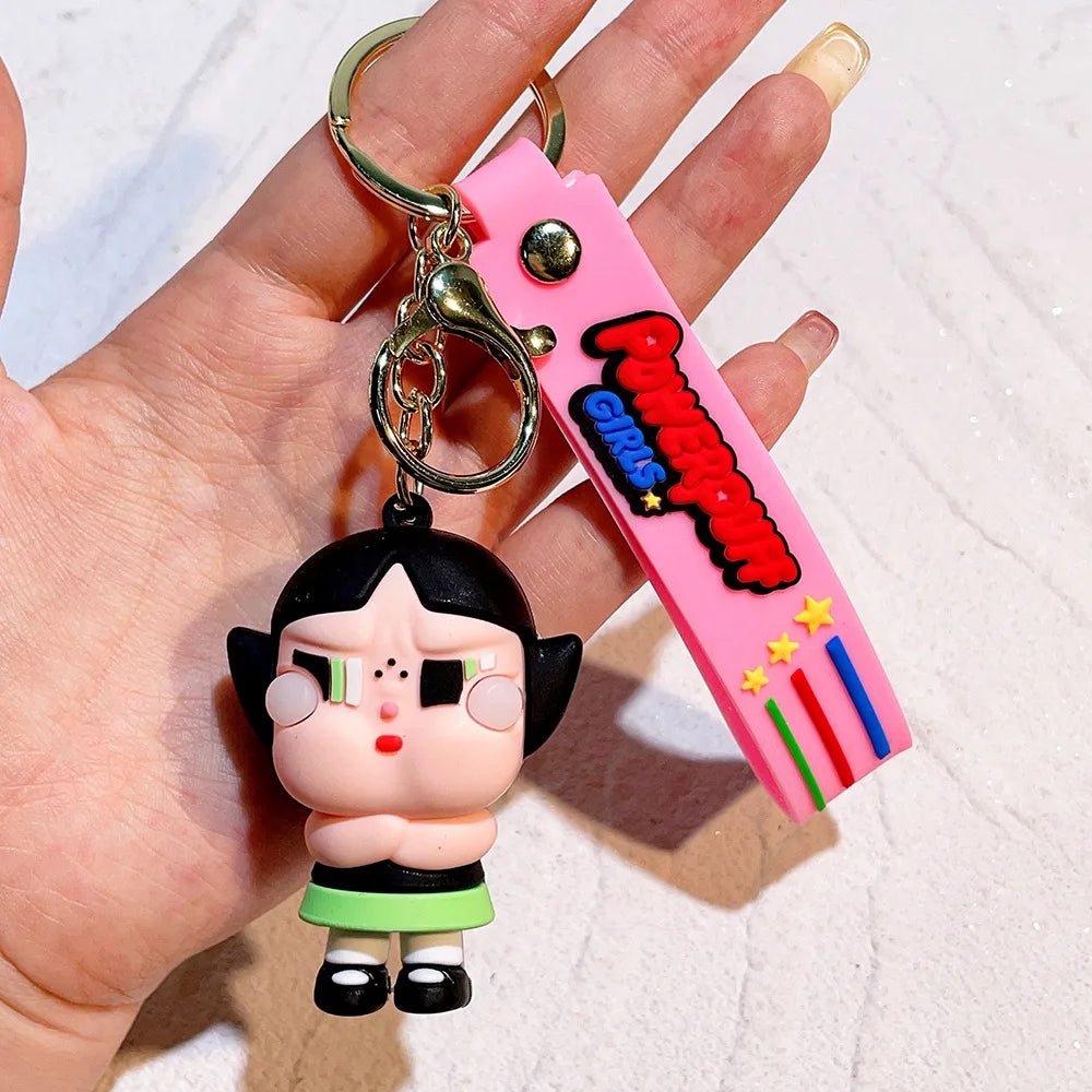 malefic keychain Powerpuff Girls Creative Keychain for Women Men Fans Cartoon Cute Silicone Doll Pendant Keyring Gifts Keys Hold