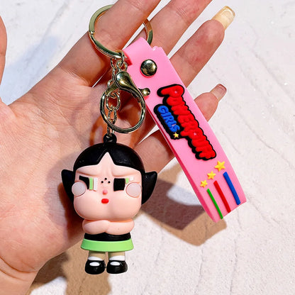 malefic keychain Powerpuff Girls Creative Keychain for Women Men Fans Cartoon Cute Silicone Doll Pendant Keyring Gifts Keys Hold