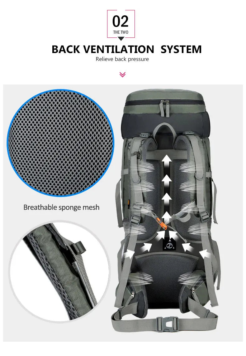 75L Camping Backpack Travel Sport Bag With Rain Cover Climbing Mountaineering Trekking Outdoor Rucksack Hiking Bag Shoulder Men