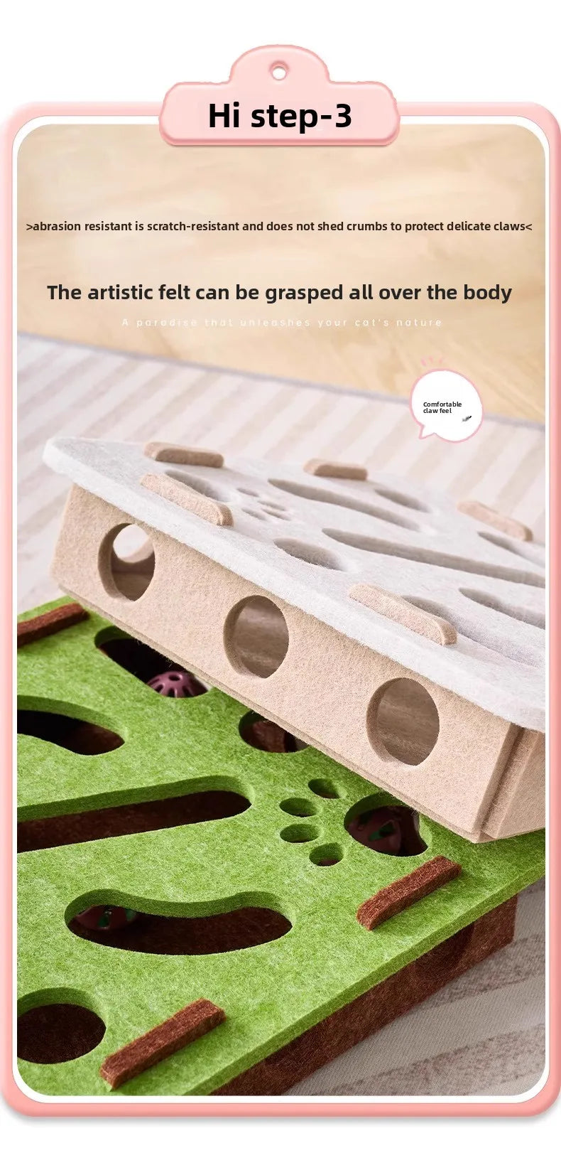 Pet Cat Toys Felt Puzzle Box Interactive Exercise Hunting Game For Indoor Cats Sports Accessories Entertainment