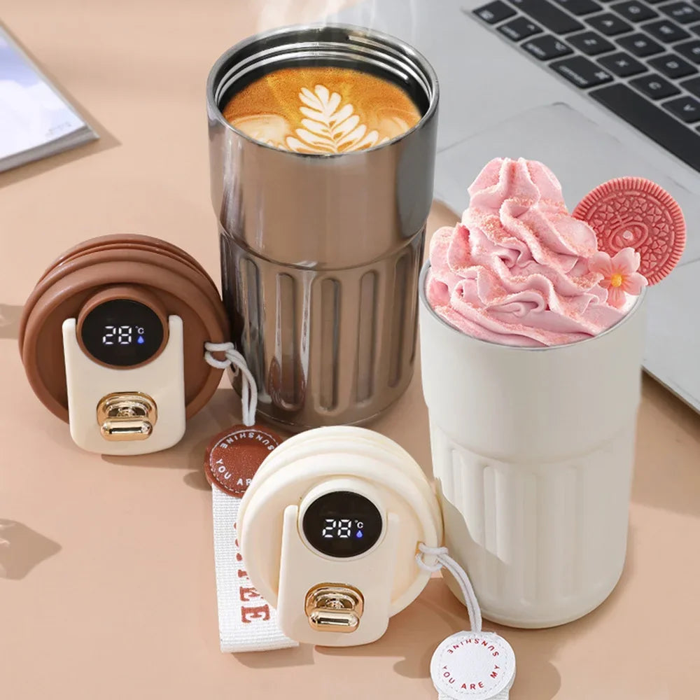 450ml Thermal Mug Thermos Bottle Smart Display Temperature  Stainless Steel Vacuum Cup Office Coffee Cup Business Portable
