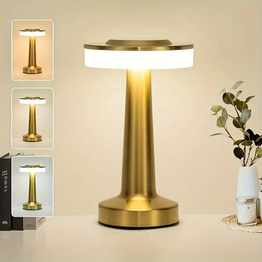 LED Touch Control Table Lamp 3 Color Adjustable Cordless Desk Lamp Rechargeable Night Light for Bedroom Office Restaurant Bar
