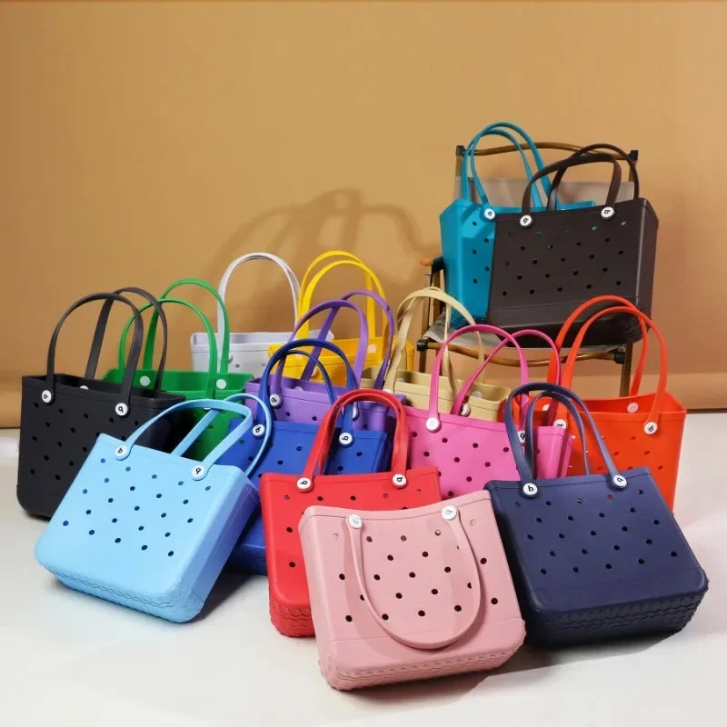 Fashion Beach Bogg Bag Rubber Waterproof Basket Large Capacity Summer Storage Shoulder Handbag Travel Women Tote Shopping Bags