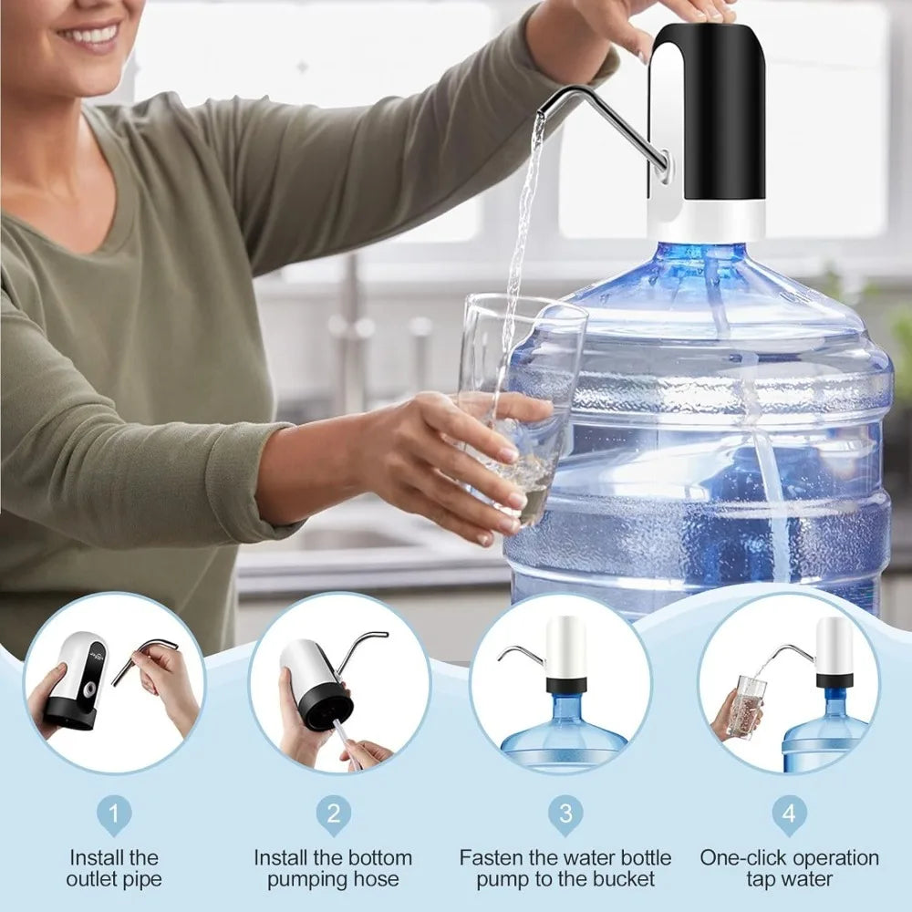5 Gallon Water Bottle Dispenser USB Rechargeable Water Bottle Pump Camping Portable Electric Water Dispenser Reusable