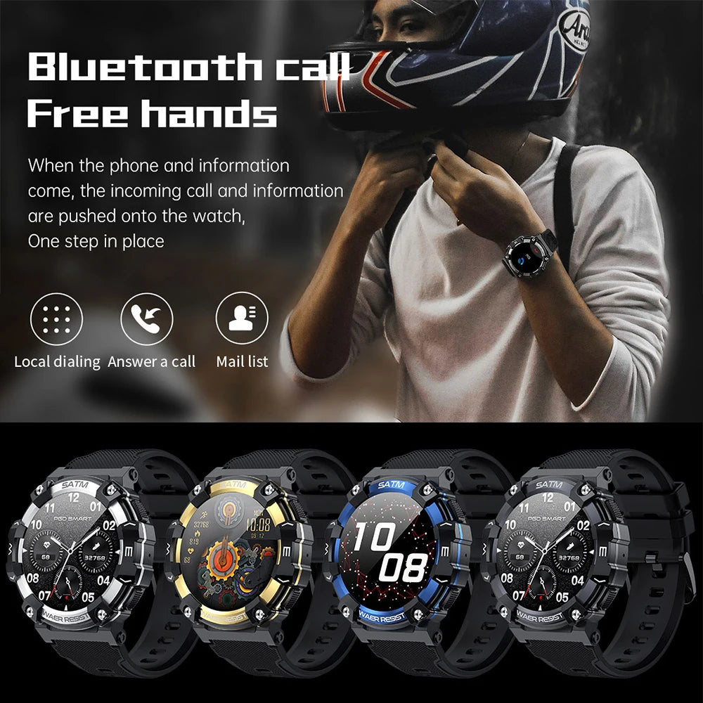 PG666 Outdoor Rugged Smart Watch Men IP68 Waterproof Bluetooth Call Smartwatch Multiple Sports Modes Blood Pressure Oxygen Watch