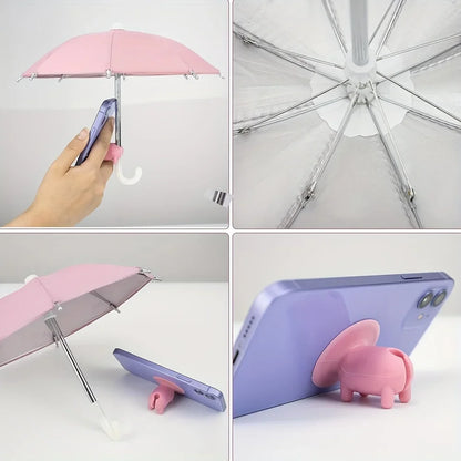Smartphone Mini Umbrella, Universal Pig Suction Cup Bracket, Outdoor Anti-glare Sunshade, Polyester Material, Anti-reflection.