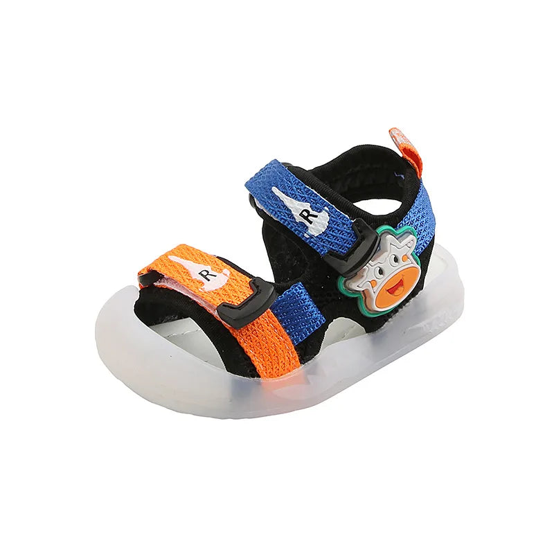 LED Kids Sandals Boys Girls 2023 Summer New Children Cartoon Luminous Light Up Baby Shoes Fashion Sport Soft Bottom Beach Shoes
