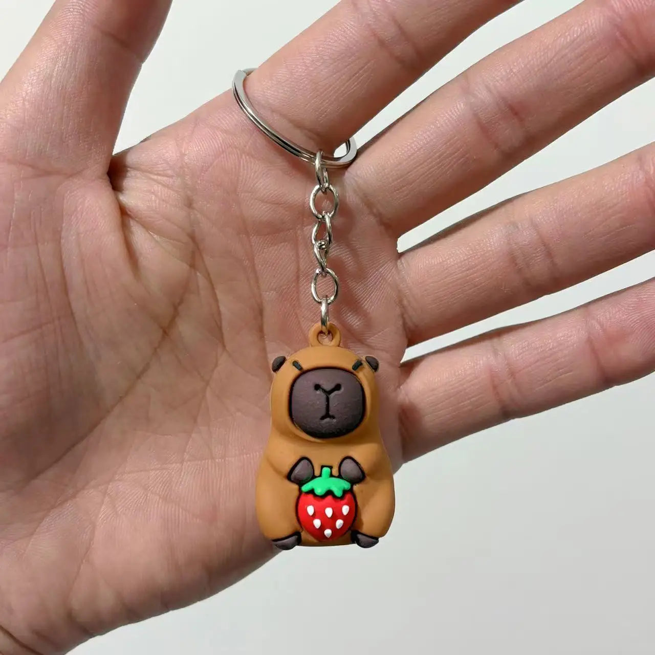 Cute Capybara Keychain Doll Hugging Fruit Series Pendant Cycling Backpack Key Pendant Accessories Ugly Cute Pvc Soft Rubber