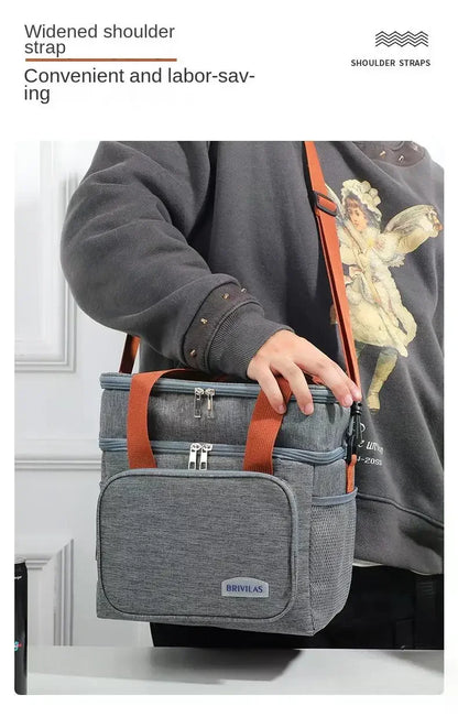 Portable Thermal Lunch Bag Picnic Food Cooler Bags Insulated Case Durable Waterproof Office Lunchbag Shoulder Strap Cooling Box