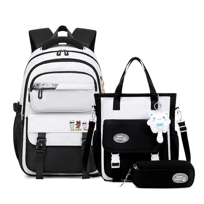 Backpack 3Pcs/Set for Girls Large Capacity Middle Schoolbag Student Schoolbag Set School Backpack Bags for Teenage Students Bag