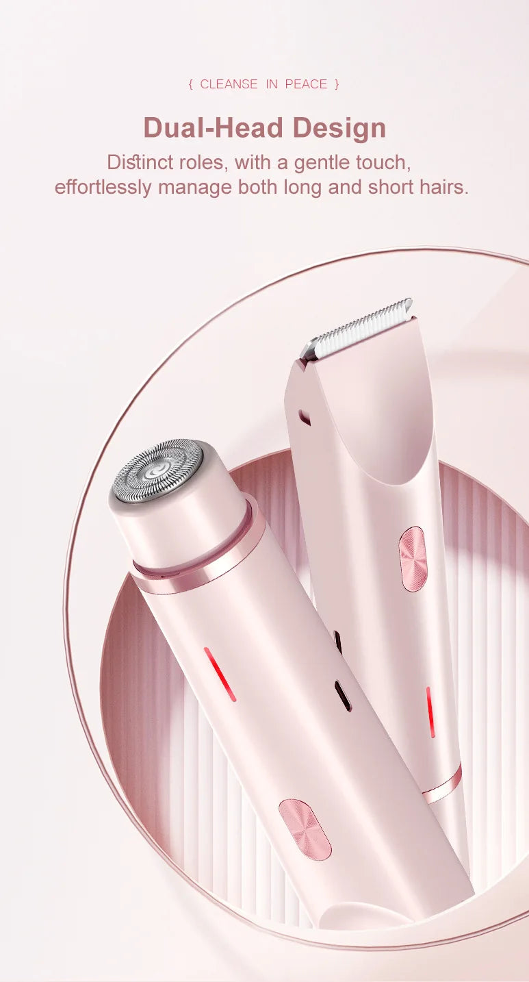 Dual Head Hair Removal for Women Portable Float Blade R-shaped Head Wet Dry Use Waterproof Painless Facial Trimmer Body Epilator