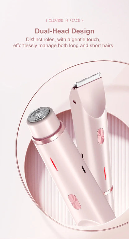 Dual Head Hair Removal for Women Portable Float Blade R-shaped Head Wet Dry Use Waterproof Painless Facial Trimmer Body Epilator