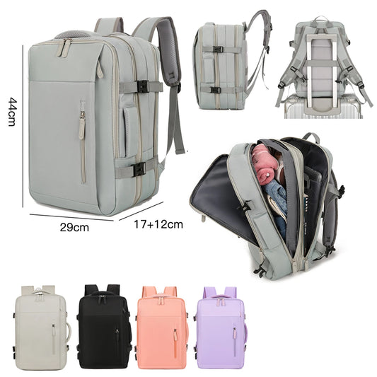 Expandable Travel Backpack - Multipocket Oxford Laptop Bag W/ Dedicated Compartment & Dual Access Zippers for Commute