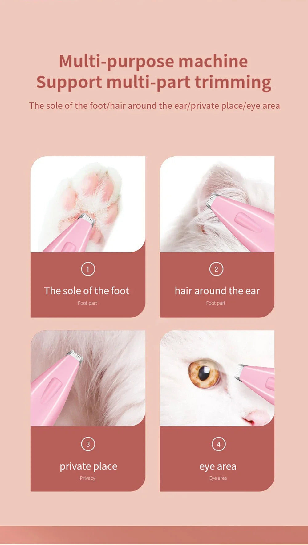 Dog Hair Trimmer Electric Dog Cutter Professional Pet Foot Hair Trimmer Professional Pet Nose/Ear/Paw Trimmer Accessories