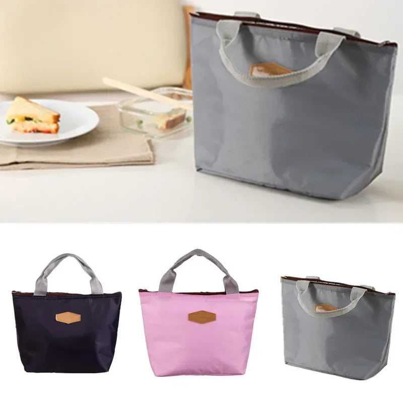 Lunch Box Camping Picnic Bag Lunch Bags Solid Color Portable Insulated Refrigerated Bag Cold Food Cooler Thermal Handbag Hot