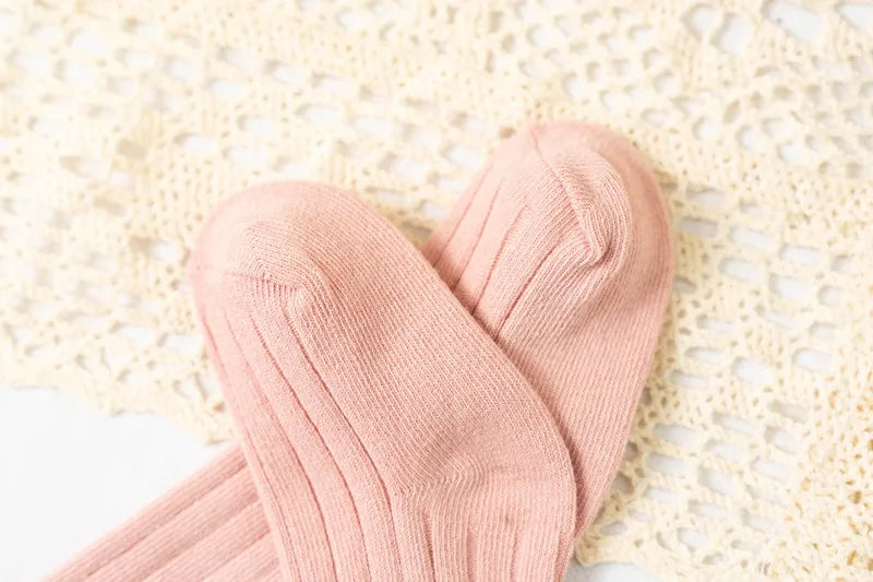 Ruffle Kids Knee High Socks Baby Girls Toddlers Long Soft Cotton Sock Lace Flower Children School Uniform Socks For 0-8 Years