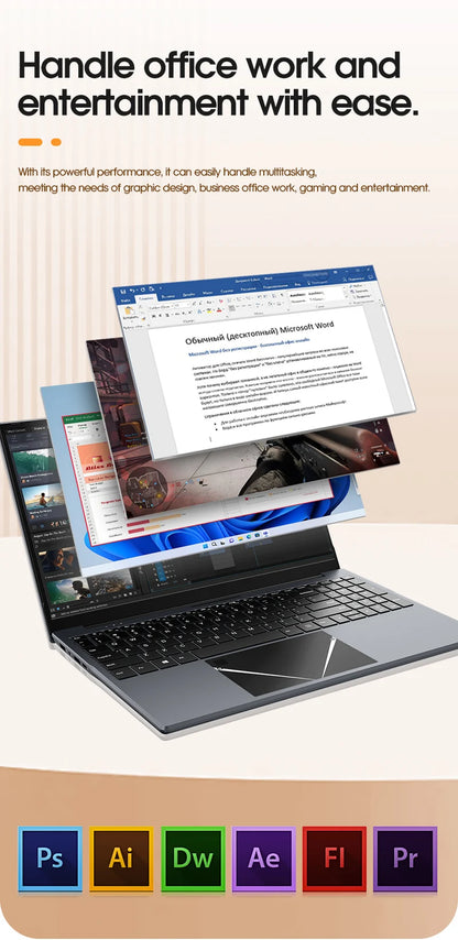 Laptop 15.6 Inch Intel N5095 Windows 10 Notebook Computer 16GB DDR4 512GB SSD 4000mAh Business Study Gaming Portable Laptop