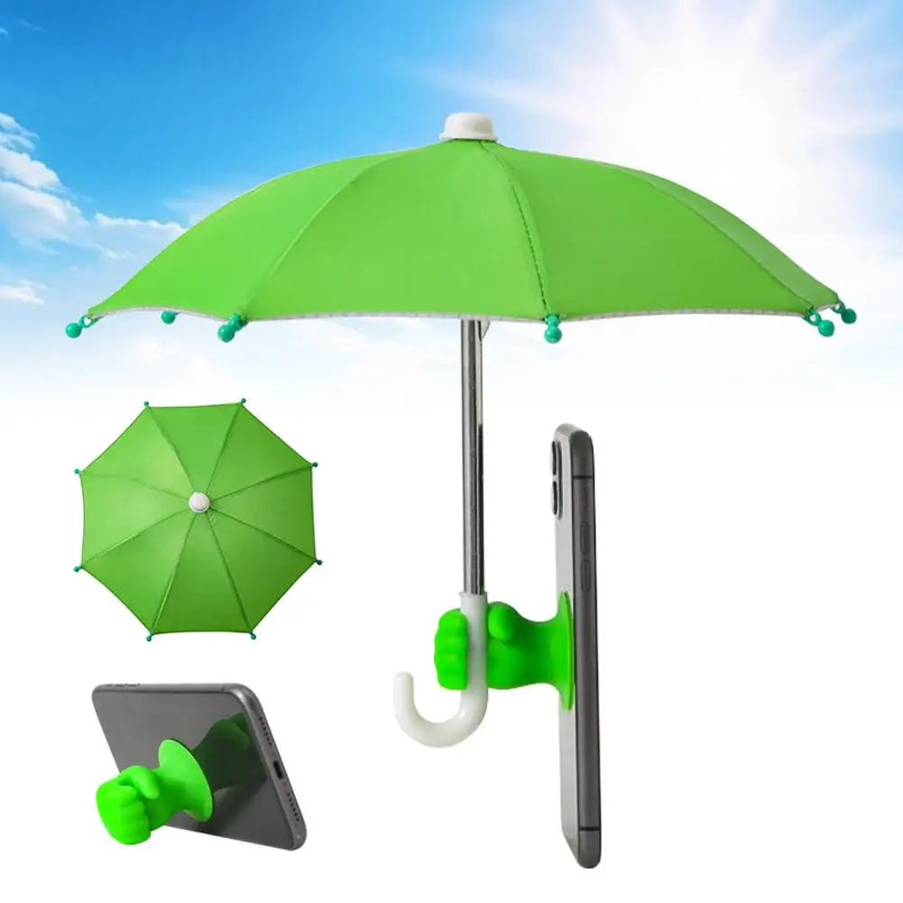 Fist Shape Motorcycle Umbrella - Suction Cup Phone Mount & Silver Coating UV Protection, Windproof Mini Foldable Rain Sun Shade