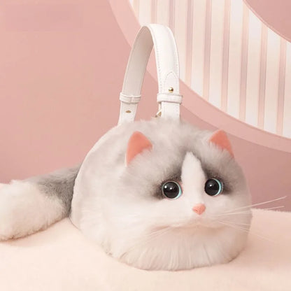 One Shoulder Bag Female Design Small Man Messenger Bag Versatile Hand Made Autumn and Winter Plush Cute Cat Bag