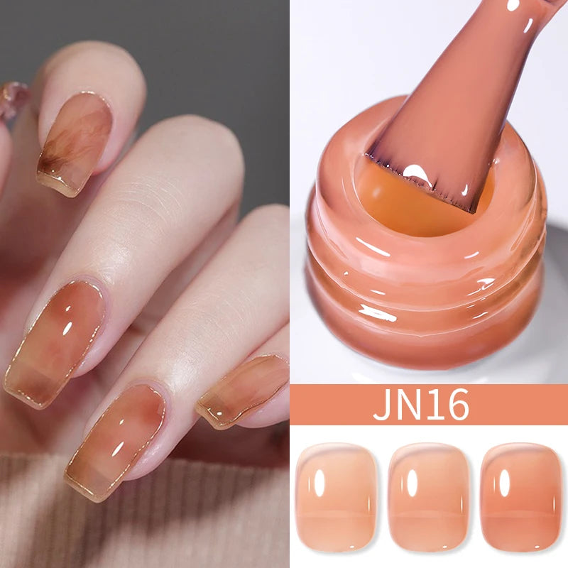 BORN PRETTY 10ml Wine Red Glitter Jelly Nude Gel Nail Polish Soak Off Translucent Color UV Light Cure for Nail Art DIY at Home
