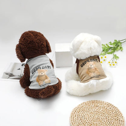 Cartoon Bear Dog Clothes Cute Cotton Dog Costume Pet T-shirt Cats Vest for Puppy Small Medium Dogs Shih Tzu Dog XS-XXL