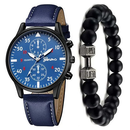 4/2/1pcs Men Sports Watches Set Man Business Quartz Wristwatch Luxury Brown Leather Bracelet Men Casual Clock Watch（NO Box）