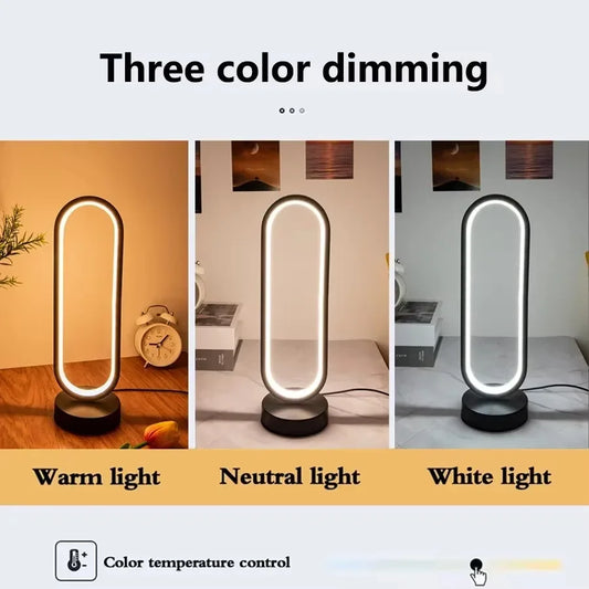 New Ring LED Desktop Decorative Lamp Letter G Table Lamp 3 Color Adjustable Bedroom Bedside Lamp Soft Light Stylish Night Lights