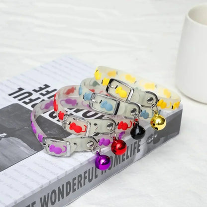 Luminous Cat Necklace Glowing Small Dog CatCollar Anti-Loss Fluorescent Silicone CatBell Collar Neck Ring Pet Cat Accessories