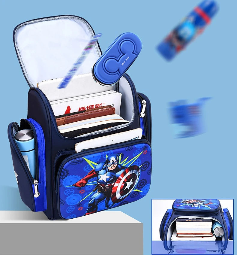 Marvels Avengers Anime Backpack Child Cartoon Spider-man Captains America Backpacks Kindergarten Elementary School Students Bag