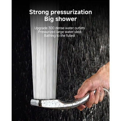 300 Holes Pressurized Showerhead Hand Hold Square Shower Head Water Saving Rainfall Spray Nozzle Bathroom Accessories