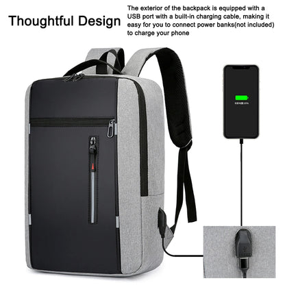 Portable Backpack Camping Travel Bag Business Daypack with USB Charging Port Fit 15.6 Inch Laptops for Men Women