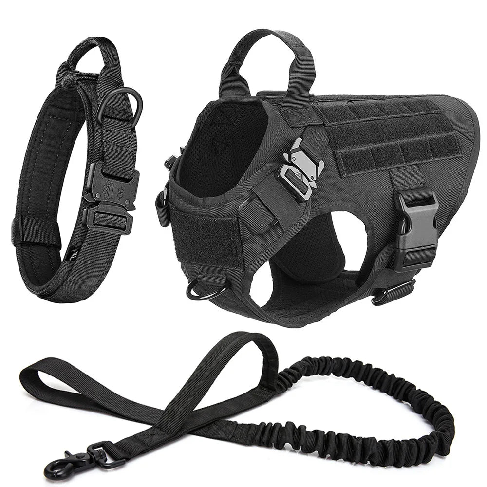 Large Dog Collar Dog Harness And Leash Set Pet Vest Tactical German Shepherd Harnesses For Small Dogs