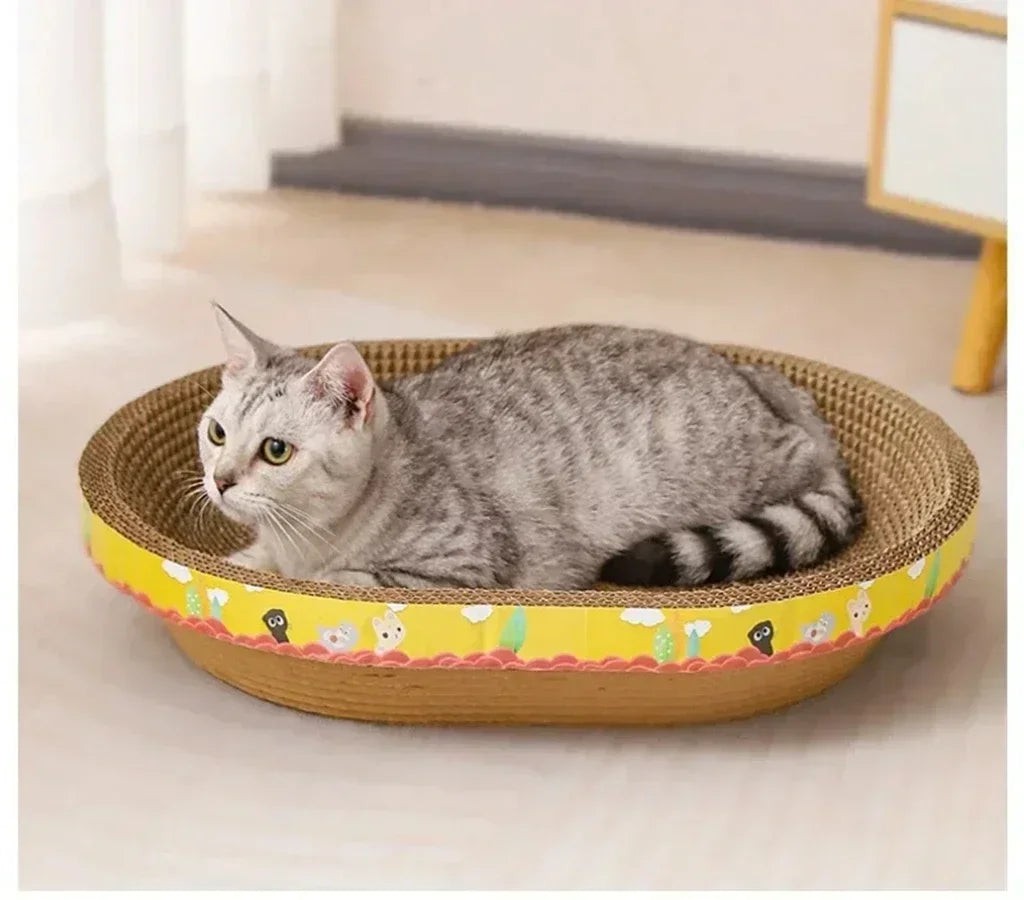 Oval Cat Scratching Board Protect Furniture Grinding Claw Toys  Corrugated Paper Wear-resistant Cat Nest Cat Accessories