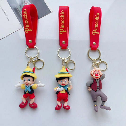Anime Pinocchio Keychain Children Charm Keyring Cartoon Accessories Bag Car Key Chain Decoration Cute Model Pendant Gift Toys