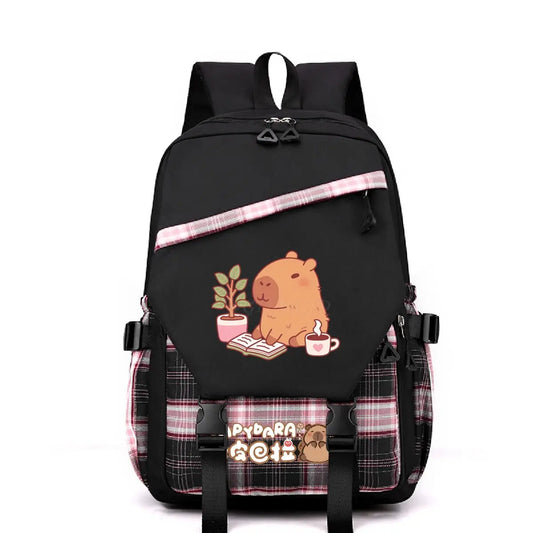 Cute Cartoon Capybara Backpack for School Women Girls Leisure Simple Ruckpack Children Teeneger Student Schoolbags Anime Bag