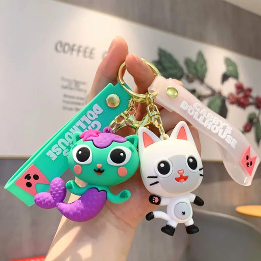 Cute Cat Keychain Anime Gabby Doll Keyring Keychains for Men Friends Key Chain Accessories Women's Bag Charms Jewelry Wholesale