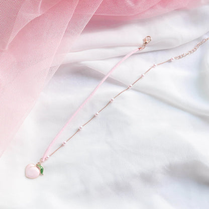 Fashion Women's Choker Necklace Lovely Gothic Pink Lace Pearl Pendant Elastic Short Clavicle Necklace Jewelry Gift For Girls