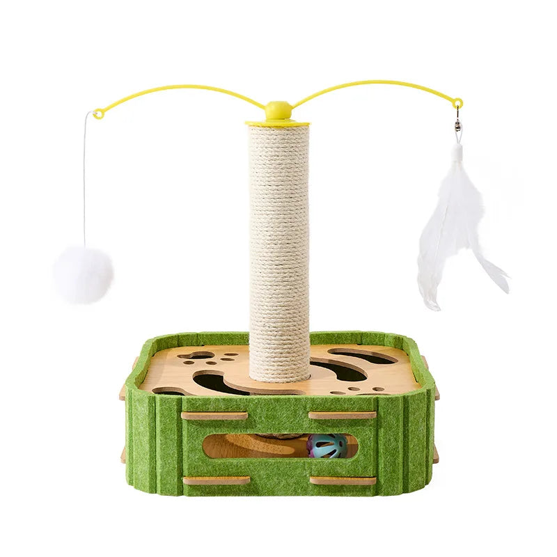 Pet Cat Puzzle Maze Holes Toys Felt Box With Bell Ball Kitten Playing Toys Interactive Funny Combination Set Cat Supplies