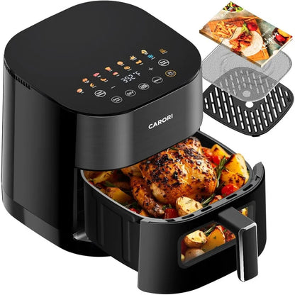 6Qt Large Capacity, 392℉ Max Crisp, Airfryer No Filping Dual Heating, Bake, Roast, Dehydr