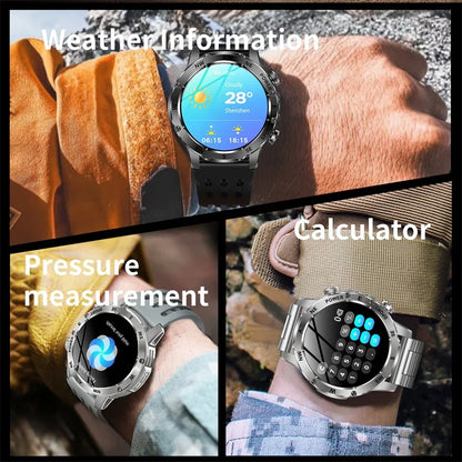 Outdoors Smart Watch Men Women BT Call Health Music 800Mah Battery Smartwatch Flashlight Compass Sports Fitness IP68 Waterproof