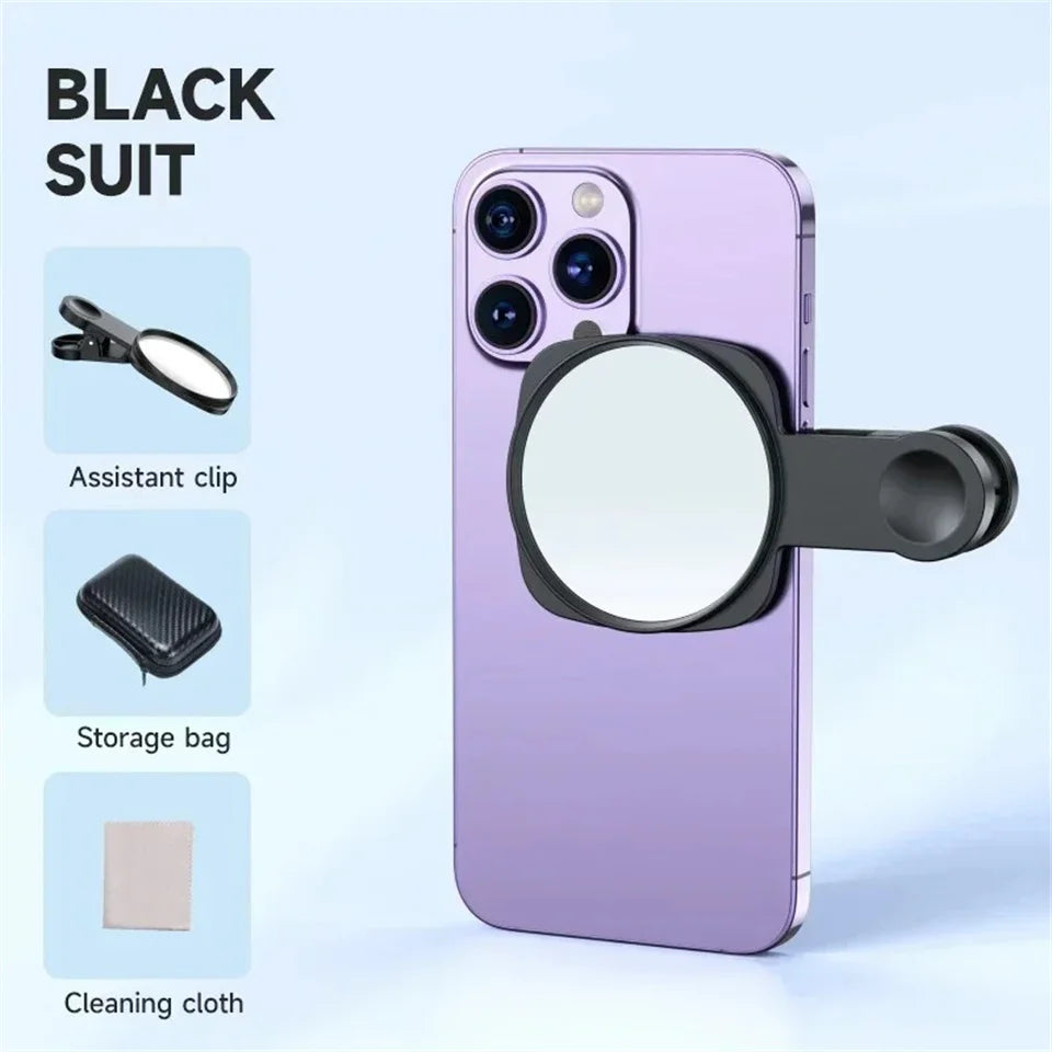 Smartphone Camera Mirror Reflection Clip Kit Portable Mobile Phone Camera Mirror Clip With Storage Bag Phone Rear Selfie Mirror