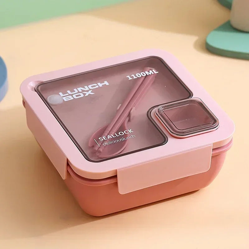 850/1100ml Portable Lunch Box Outdoor Picnic Bento Box with Soup Bowl Tableware Thermal Bag Microwavable Heating Meal Box