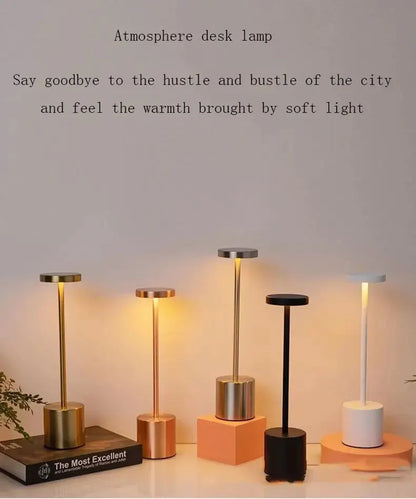Aluminum Alloy Decorative Table Lamp LED Waterproof Rechargeable Night Light Touch Dimming Bar Living Room Reading Camp Light